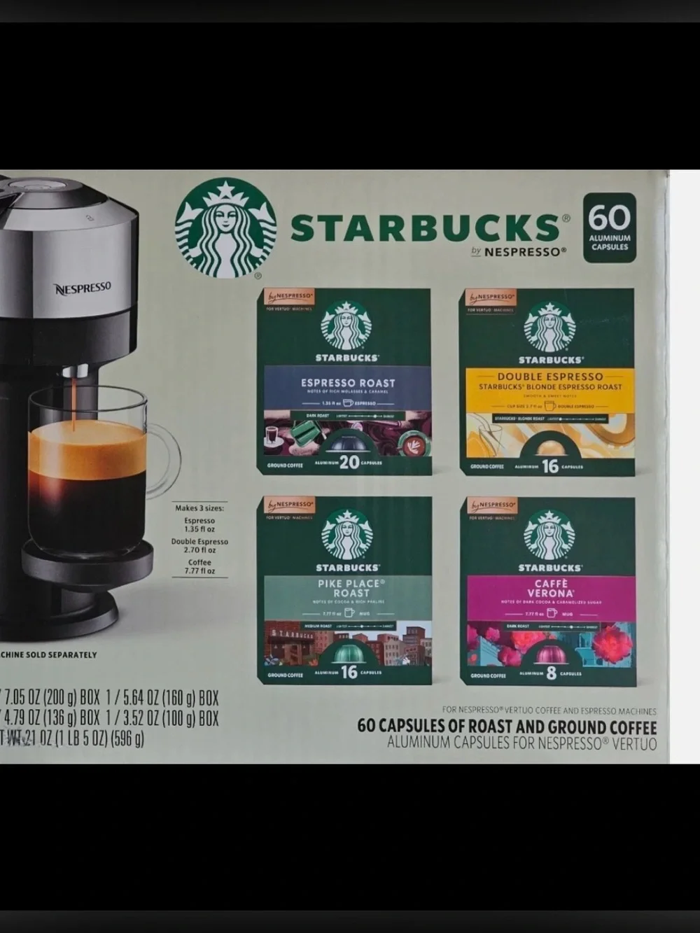 Starbucks Nespresso Vertuo Pods Espresso coffee pods 60 count variety pack